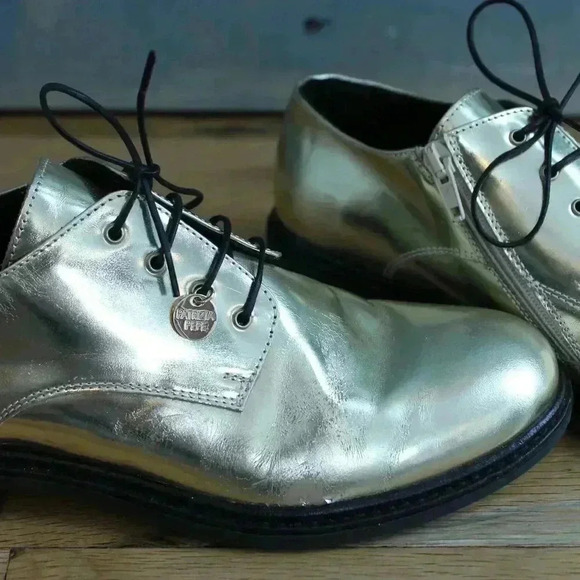 Patrizia Pepe Gold Leather Derby Shoes Size 37 Euro Size 7 - Picture 9 of 10